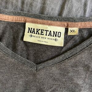 Naketano Charcoal with slight V-Neck T-Shirt